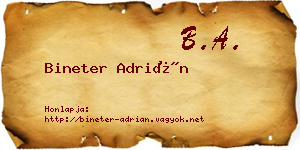 Bineter Adrián névjegykártya